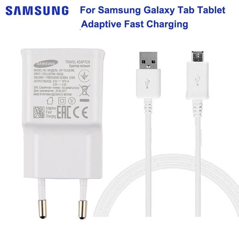 Samsung планшет быстро Зарядное устройство 5V 2A для samsung GALAXY Tab A 10,1 T585C T350 Tab A 9,7 T555C T550 Tab S2 T819C T710