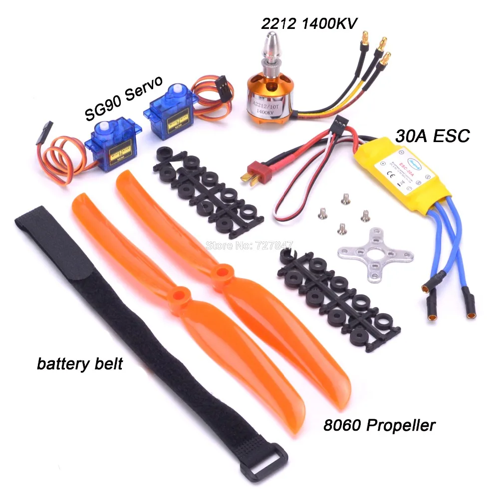 A2212 2212 1400KV бесщеточный двигатель 30A ESC двигатель SG90 9G Micro Servo 8060 Пропеллер для RC вертолет с фиксированным крылом - Цвет: Full set