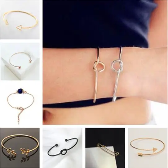 

Imitation pearls Bracelets For Women Fashion Jewelry alloy Leaves Triangle Arrow Geometric Jewelry Bracelets Woman 2018 Summer