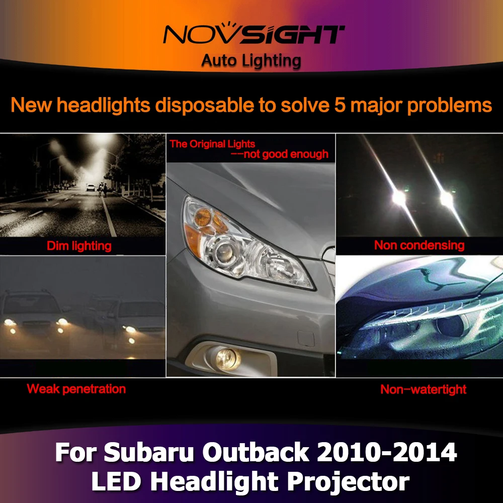 NOVSIGHT 2 шт. комплект для освещения автомобиля проектор ксеноновые фары DRL Противотуманные фары светодиодный для Subaru Outback 2010-2011 2012 2013