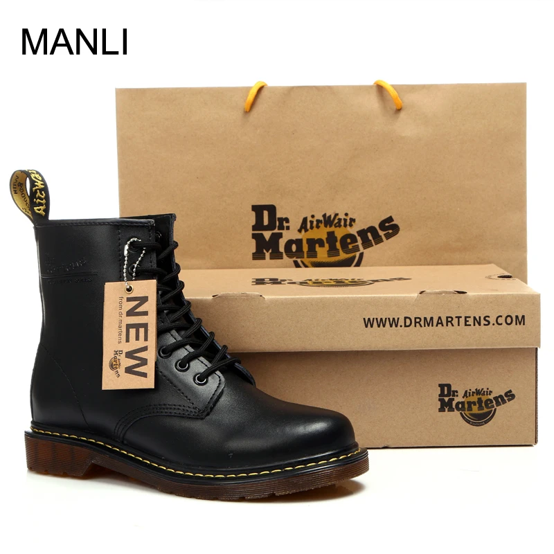 

Genuine leather Men Boots Dr. Martens Winter Ankle Boots High Top Tactical Lace Up Shoes For Men Black Vintage Mens Hiking Shoes
