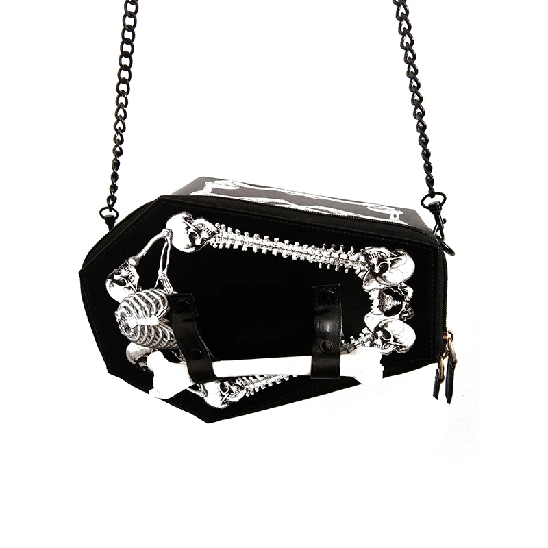 

Punk Shoulder Crazy Halloween Accessories Harajuku single shoulder bag Gothic soft girl punk coffin skull bats bag handbag