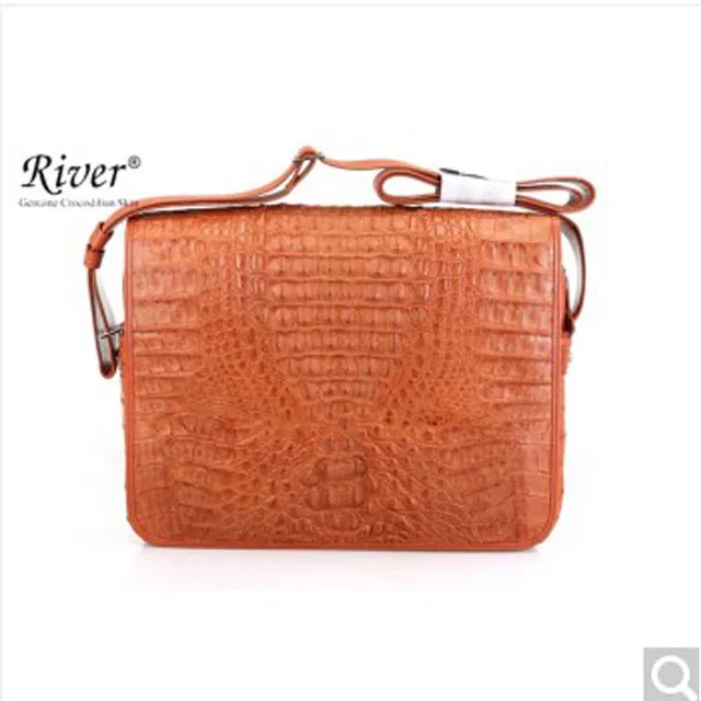 River Thailand Native Crocodile Leather Man Messenger Bag River Thailand Native Crocodile Leather Man Messenger Bag Back Skin Head Thai Caiman Alligator
