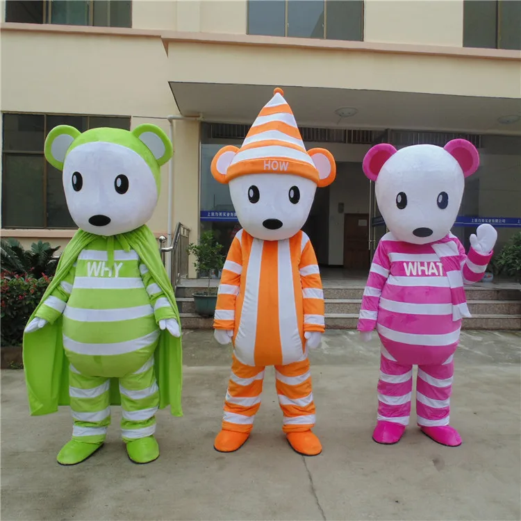 

1pcs high quality striped Bear character EVA with Plush Mascot Costume in box via EMS.3 different color for select.