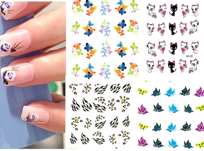

Nail WRAPS Art Sticker Water Transfer False Nails Foil decals Manicure Decor Tools Cover design small lovely colorful