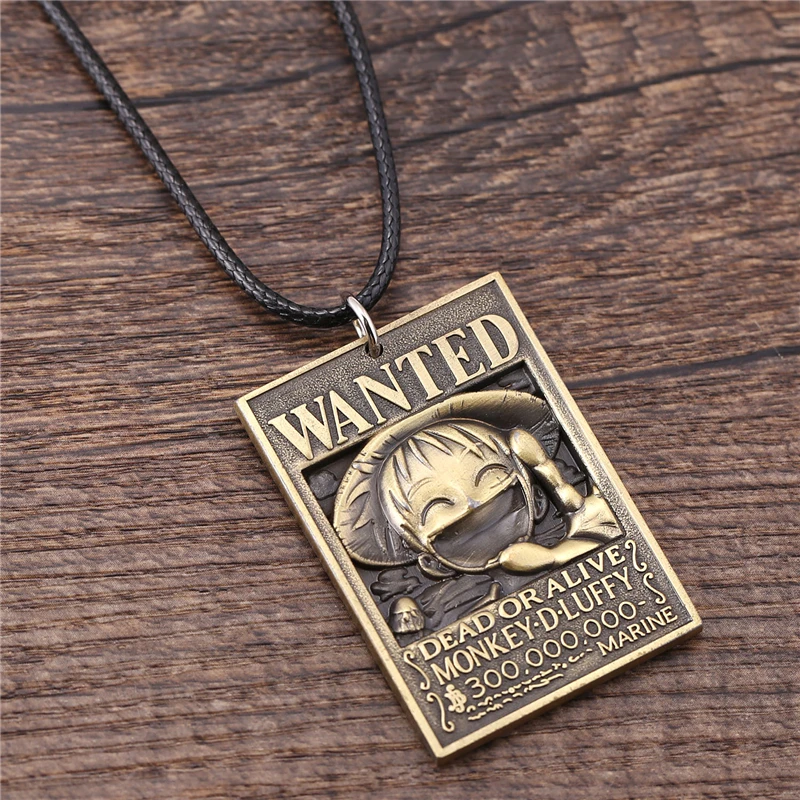 New One Piece Wanted Necklace Monkey.D.Luffy Wanted Cosplay Necklace Pendant