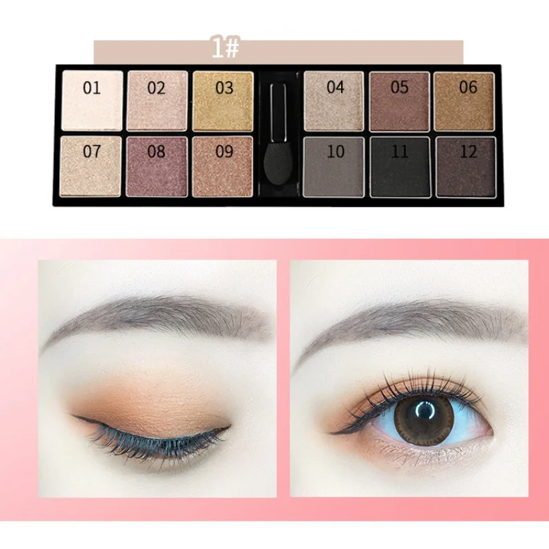 

12 Colors Nude Matte Eyeshadow Palette Shimmer Diamond Eye Shadow Glitter Cosmetic Long Lasting