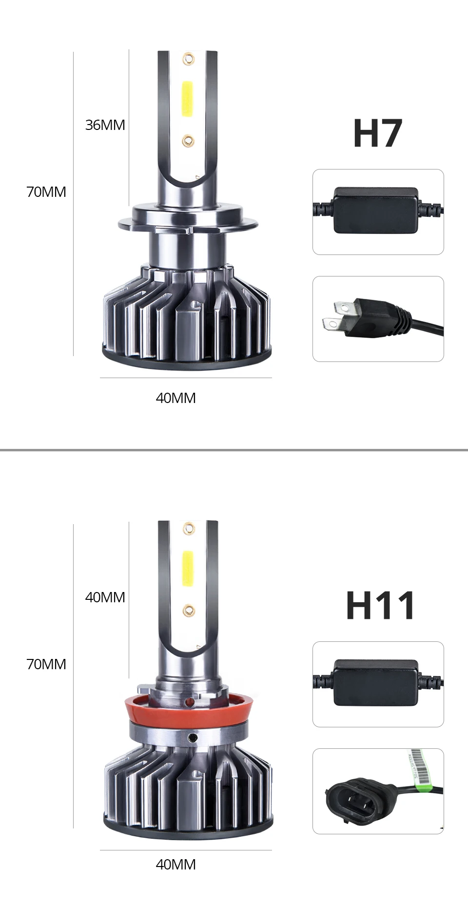 2Pcs Car Headlight H7 LED H4 LED H1 H11 9006 9005 3000K 4300K 72W 12000LM 6500K 8000K 12V 24V Auto Headlamp DOB Fog Light Bulb  (16)