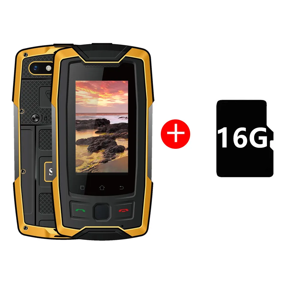 SERVO X7 Plus 2.45" Mini Smartphone LTE IP68 Waterproof Rugged Mobile Phone MTK6737 RAM 2GB ROM 16GB Fingerprint NFC GPS Walkie - Цвет: Yellow Add 16GB TF