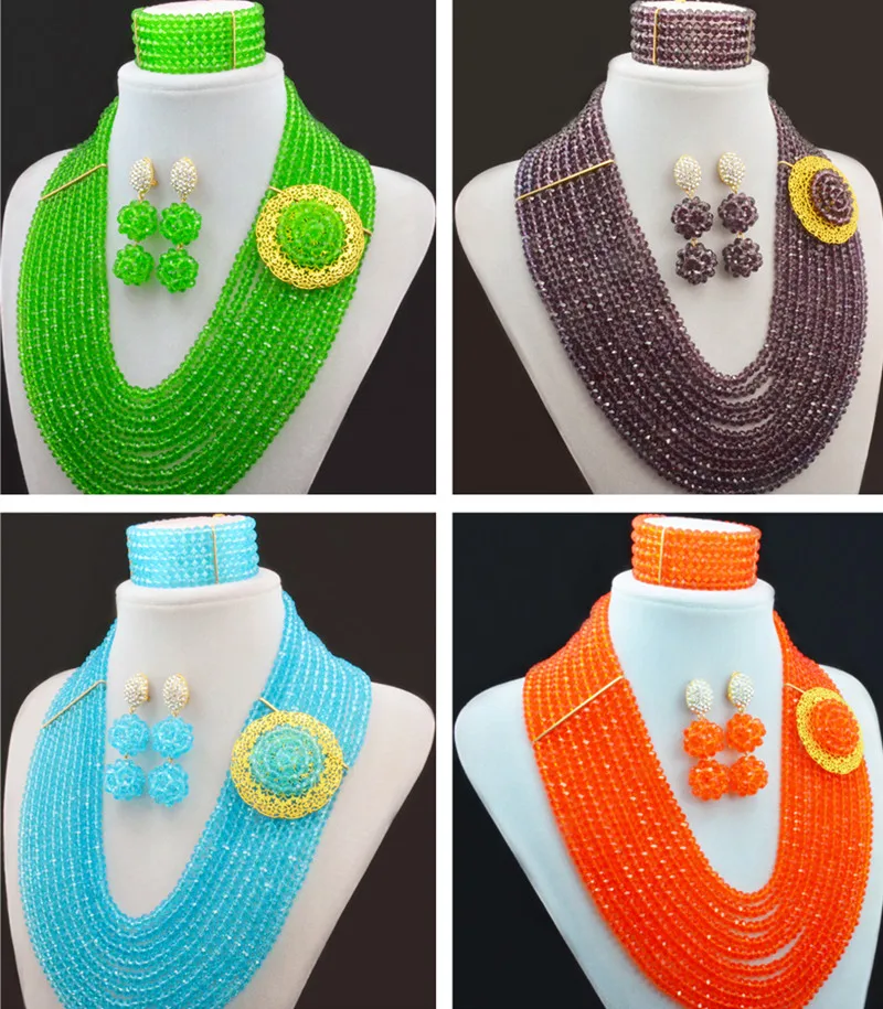 

2016 New Arrival Costume African Jewelry Sets Nigerian Beads Wedding Jewelry Set Bridal Statement Jewelry Set Free Shipping