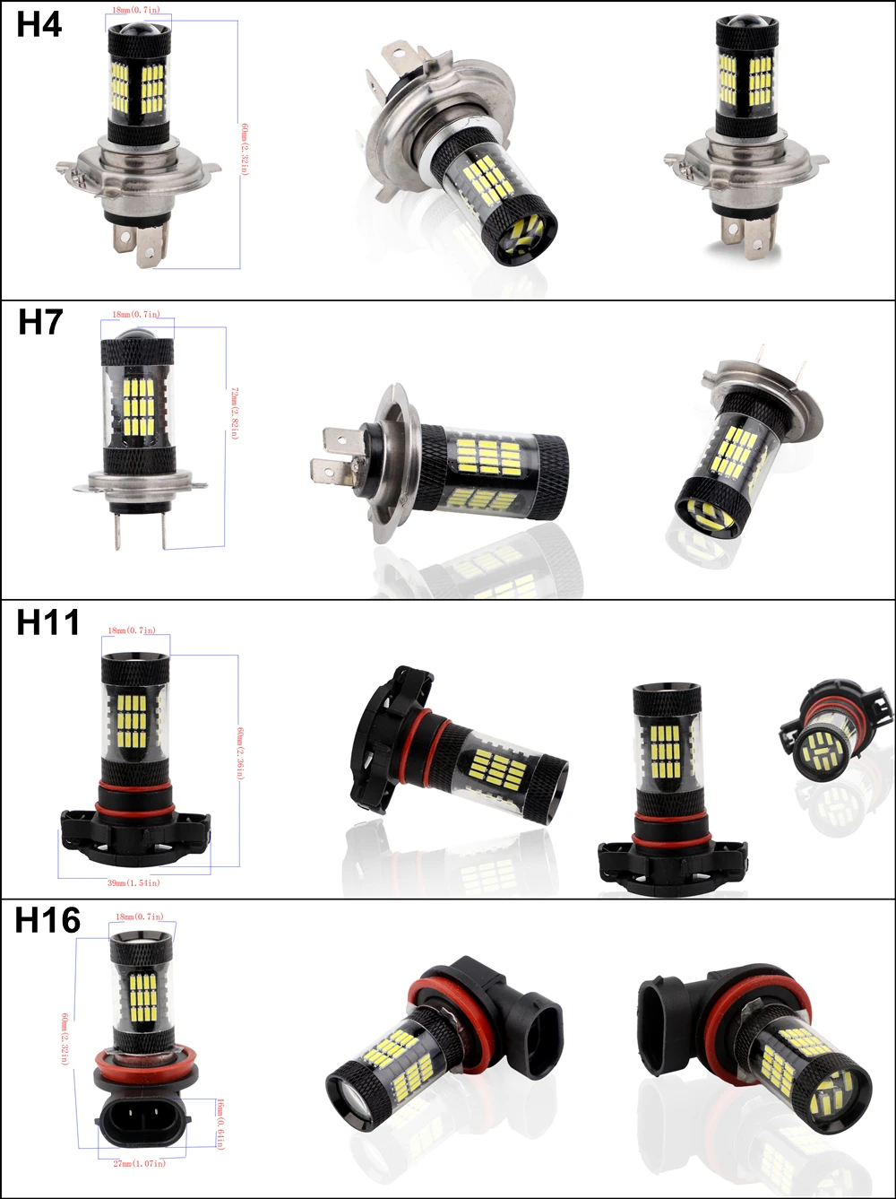 FL0045 FL-4014-57SMD BLACK H4 H7 H11 H16