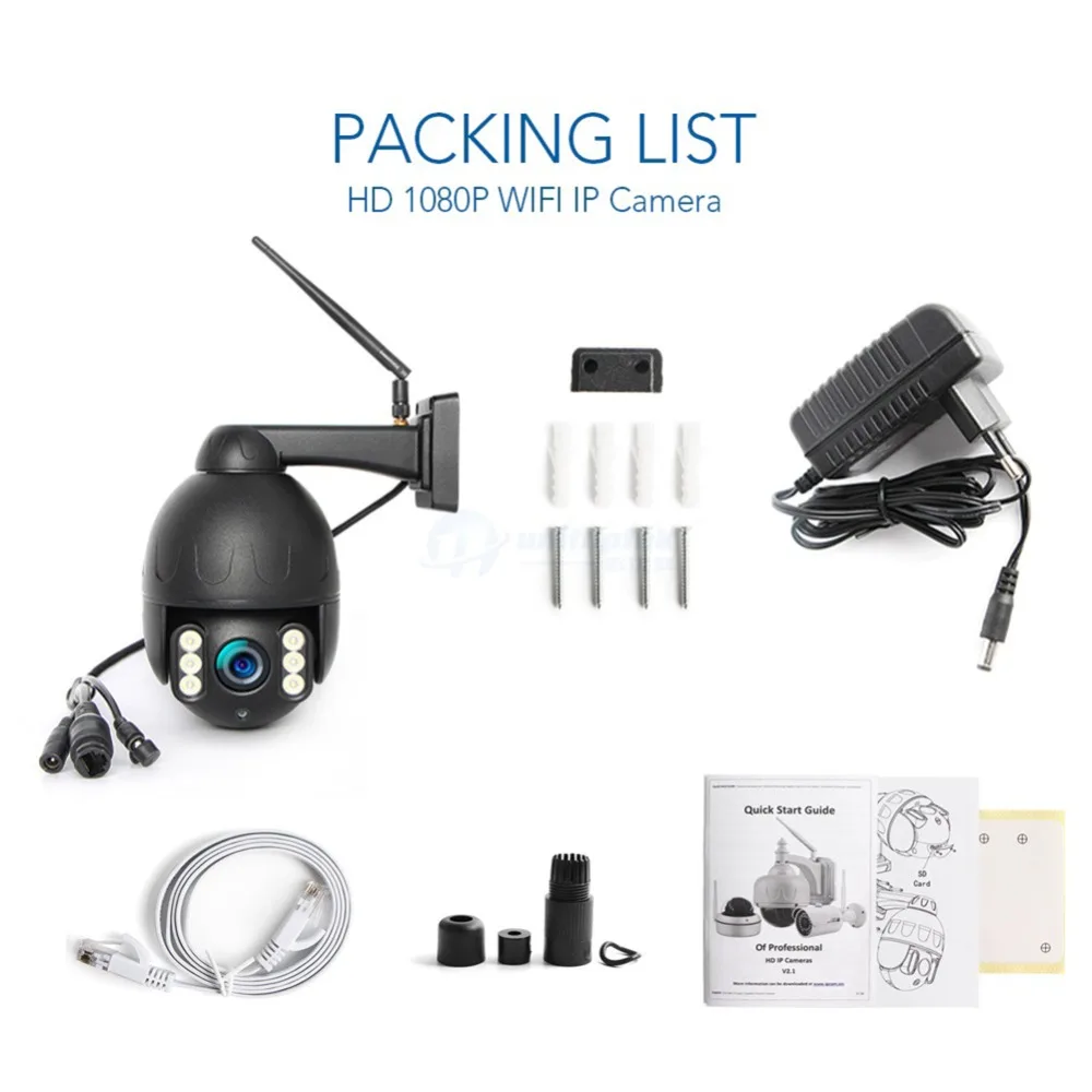 Супер Мини PTZ IP камера наружная 5X оптический зум 1080P Беспроводная CCTV IR 50m WIFI