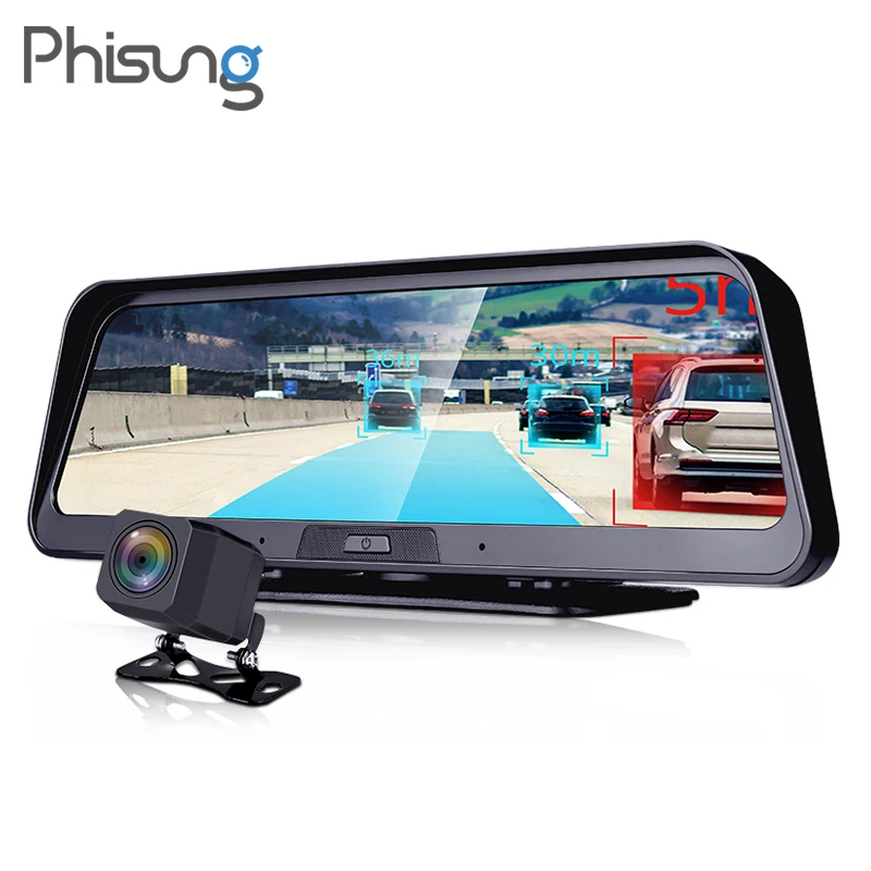 Phisung 10" Streaming 4G adas dash cam with Android auto camera dual car camera with gps dvr wifi car camera full hd registrator