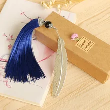 1 шт. ночь-китайский стиль кисточкой перо металлические творческие закладки черный камень большой кисточкой золото и серебро шедевр