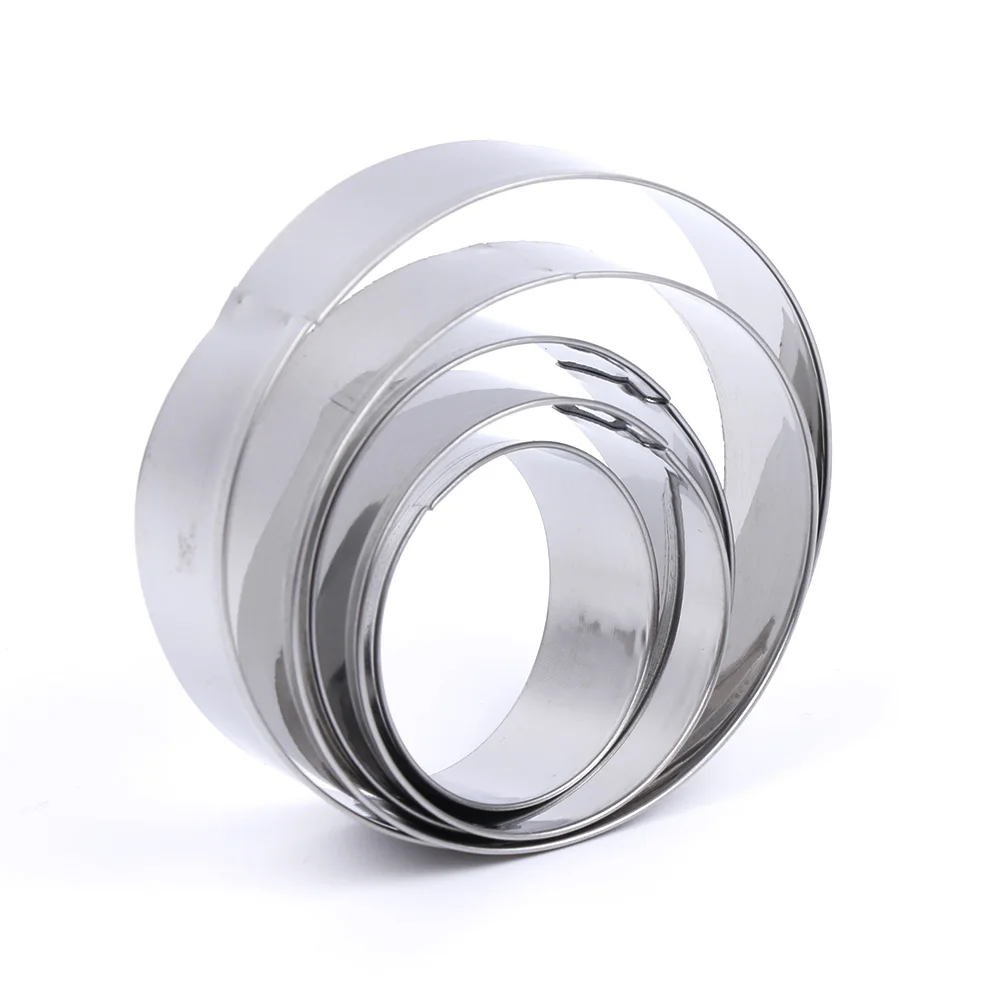 

5Pcs/set Stainless Steel Round Circle Cookie Mousse Cake Ring Cake Gum Paste Mould Layer Slicer DIY Wedding Cake Tools
