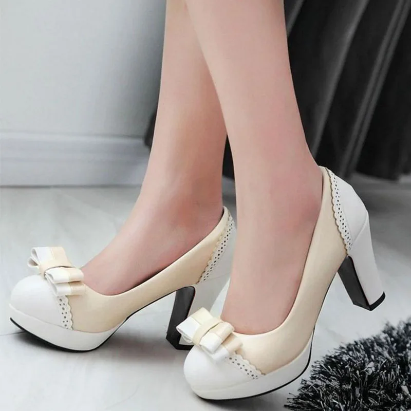 TAOFFEN/Большие размеры 32-43; женские туфли-лодочки Милая бабочка; туфли на высоком каблуке; женские винтажные туфли на массивном каблуке для вечеринки; свадебные модельные туфли; обувь для выпускного