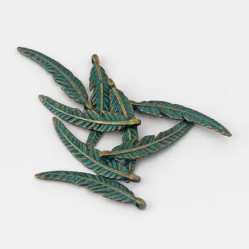 

20Pcs Antique Greek Bronze Verdigris Patina Wing Feather Leaf Charms Pendant Jewelry DIY Making Findings 40*8mm