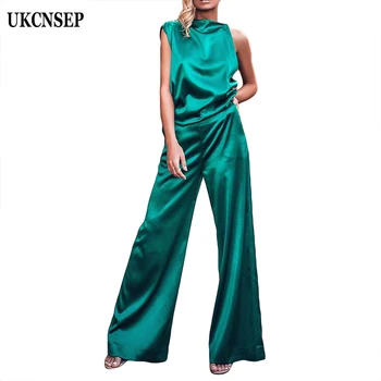 

UKCNSEP 2020 Two Piece Set Women O-neck Crop Top and Long Pants Sexy Summer Tracksuit Women Casual Pants Sets