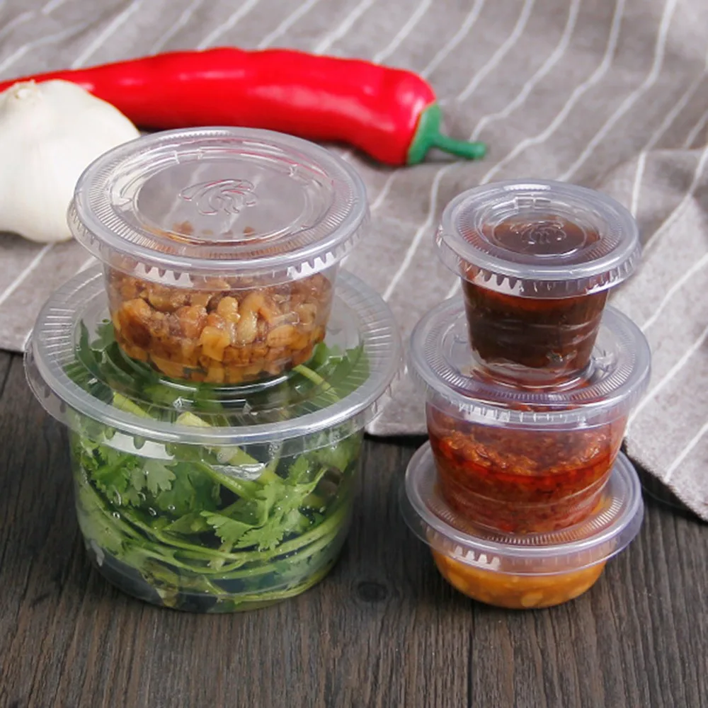 

50PCs/Pack Disposable Plastic Bowl Transparent With Lid Food Takeaway Soup Bowls Storage Boxes