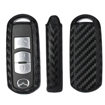 

Carbon Fiber Pattern Silicone Car Key Cover Case For Mazda 2 3 5 6 8 Atenza CX5 CX-7 CX-9 MX-5 RX Smart 3 Buttons Key Case Shell