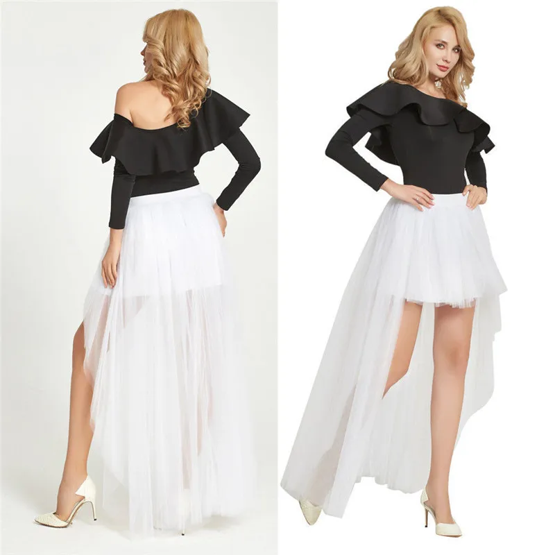 Летняя модная женская многослойная фатиновая Однотонная юбка с высокой талией, стандартная юбка, длинная открытая сетчатая юбка-балетная юбка