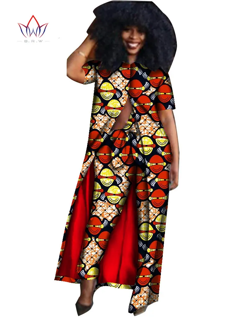 Летняя африканская одежда Дашики из 2 предметов, штаны и топ, африканская одежда с принтом, Bazin, большие размеры 6xl, африканские наряды WY610