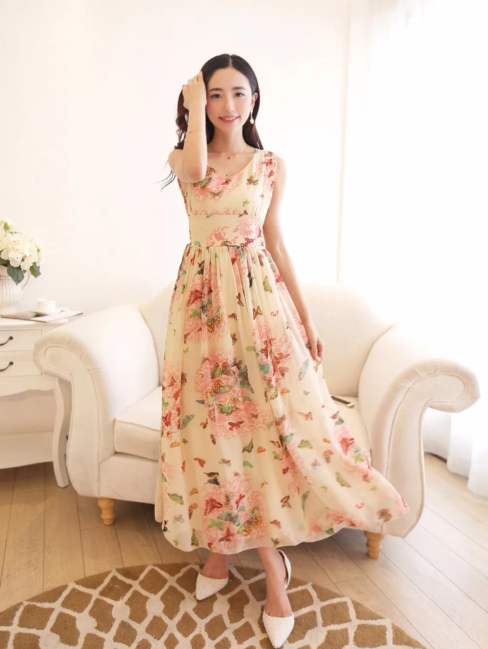 MSSNNG Sexy Women Summer Dress Maxi Long Chiffon Beach Dresses Loose Casual Butterfly Printed Dress Slim Brand Vestidos PlusSize XXXL (4)