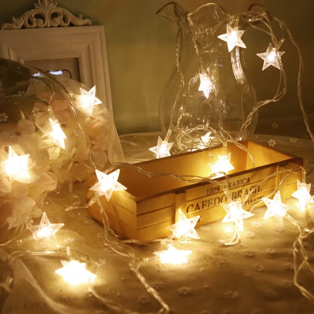 Stars LED String Light 5M 20Led Holiday Decoration Lights Fairy Garland Lantern For Christmas Ramadan Festival Wedding 220V JQ Stars LED String Light 5M 20Led Holiday Decoration Lights Fairy Garland Lantern For Christmas Ramadan Festival Wedding 220V JQ