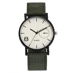Новейшие Модные Повседневное кварцевые часы Для мужчин ткани ремешок наручные часы Для мужчин Классические Авто Дата часы мужские часы