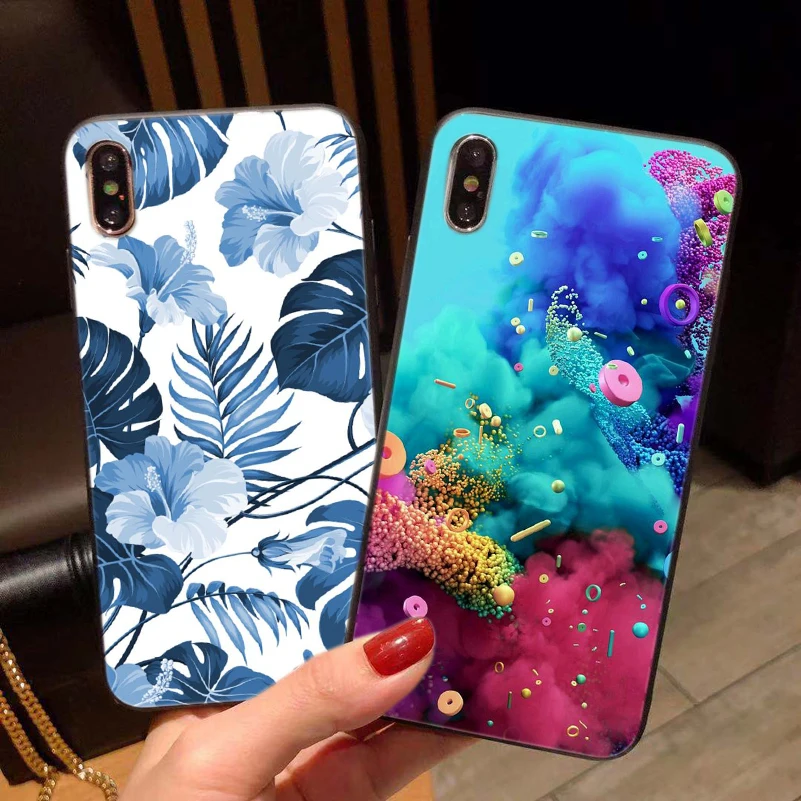 Plant floral Printed for iphone 6 6s 7 8 plus X Xs Max case Silicone colorful sea world Phone Cover For funda |
