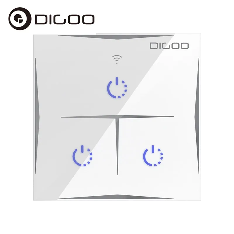 DIGOO DG-S601 ЕС 1800 Вт умный wifi настенный сенсорный выключатель 3 банды стеклянная панель Пульт дистанционного управления работа с Amazon Alexa Google Assistant
