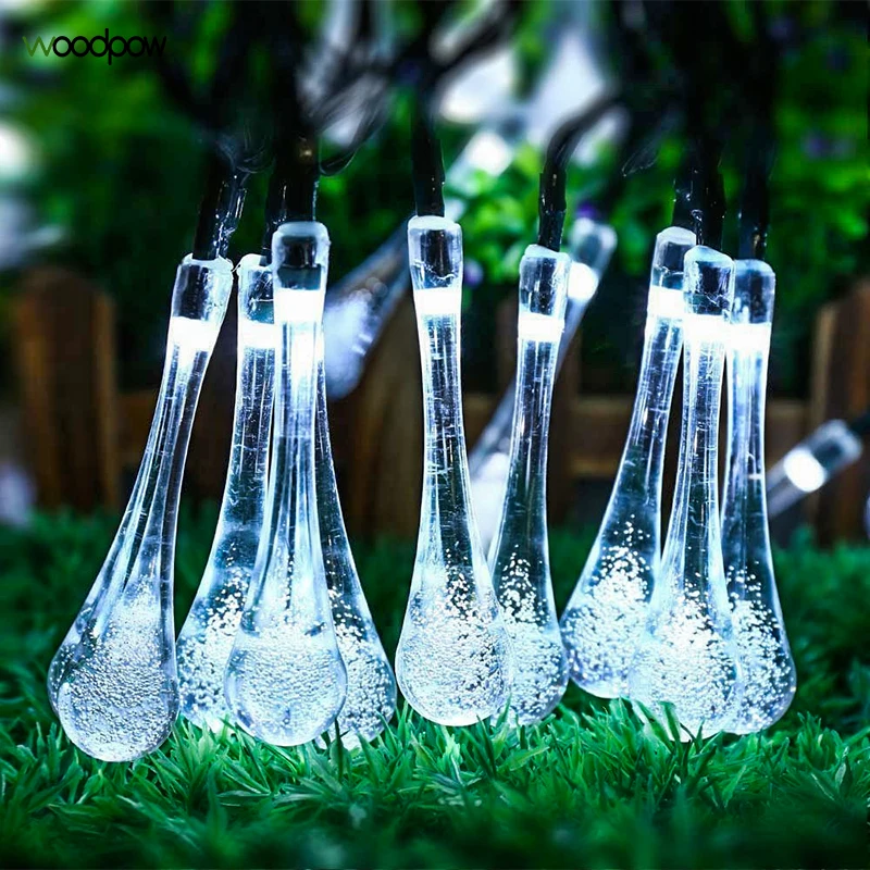 

Woodpow 20LED 30LED 40LED Solar Water Droplet String Lights Outdoor Garden Decor Tree Bubble Light For New Year Party Christmas