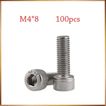 

Free Shipping 100pcs/Lot Metric Thread DIN912 M4x8 mm M4*8 mm 304 Stainless Steel Hex Socket Head Cap Screw Bolts