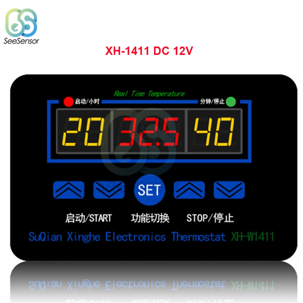 

XH-W1411 XH W1411 DC 12V Digital Thermostat Real Time Temperature Controller Three Windows Display Temperature Control Switch