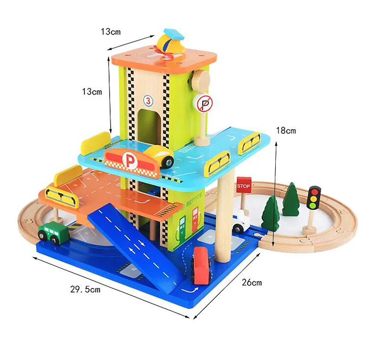 Гоночный трек парковка гараж игровой набор с лифтом вертолет аксессуары деревянная модель строительные игрушки для детей мальчиков