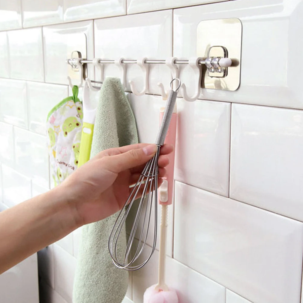 

6pcs Tools Chest Practical Shelf Storage Rack Home Kitchen Gabgets Hanger Pantry Stainless Steel Organizer Cupboard Hook Towels