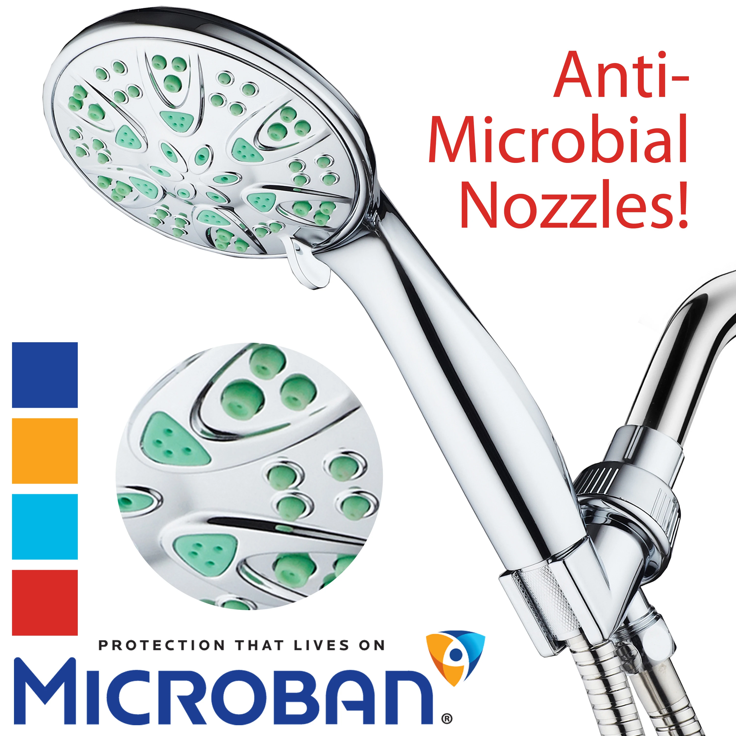 AquaDance Microban Green 4 Inch 6 setting Hand shower (1)