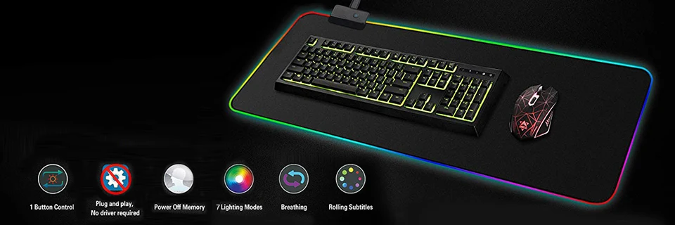 Большой RGB Коврик Для Мыши Компьютерный коврик для мыши светодиодный игровой коврик для мыши геймер большой коврик для мыши XL RGB коврик для мыши USB для клавиатуры мыши ПК Настольный коврик