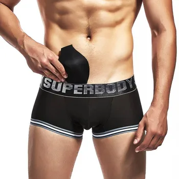 

Men Underwear with Booty Padded Body Shaper Seamless U-convex Slip Shiny Boxer Shorts Men Breathable Boxers Bikini Calzoncillos