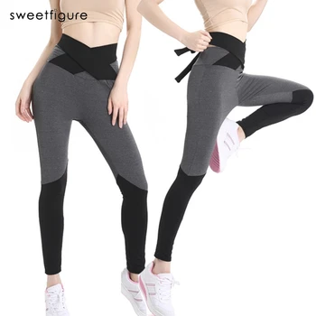 

Fitness Slim Leggings Womens Casual Workout Leggings For Women Bowknot Waist Belt Sporting Leggings Girls Pants Clothing