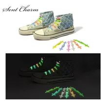 12 шт./упак. унисекс светящийся силиконовый шнурки разноцветные эластичные шнурки для кроссовок повседневная обувь светится в темноте