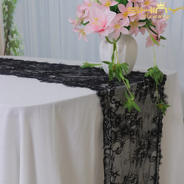 

Wedding Table Runner Crochet Lace Trim Fabric Floral Lace Table Runners Chair Sash for Boho Wedding Table Decor