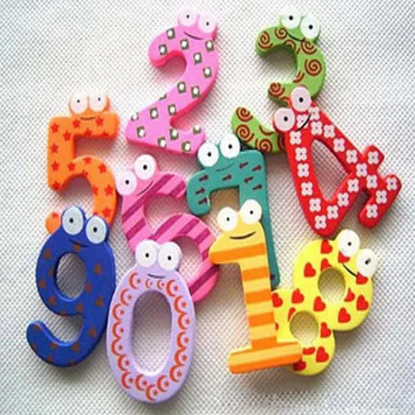 

10 Pieces Number 0-9 Wooden Fridge Magnet Kids Math Toys Cartoon Animal Numbers Educational Number Learning Toys For Baby Gift