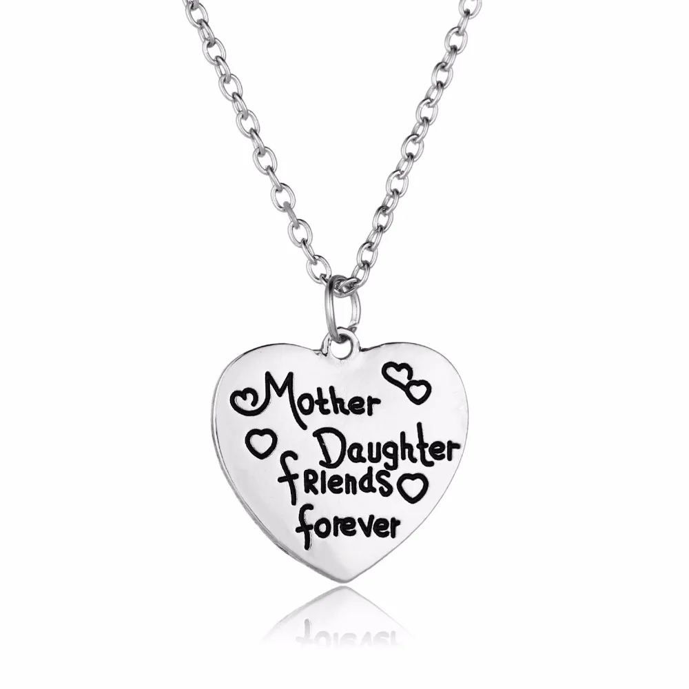 Mother Daughter Friends Forever Love Heart Pendant Chain Necklace