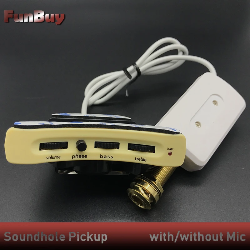 Soundhole Acoustic Guitar Pickup White Pickup with Silver Piezo Guitar