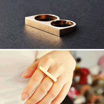 

XUBCHC Free Shipping 2 Color Zinc Alloy Metal Gold Silver Double Ring For Women/Men Fashion Set Jewelry