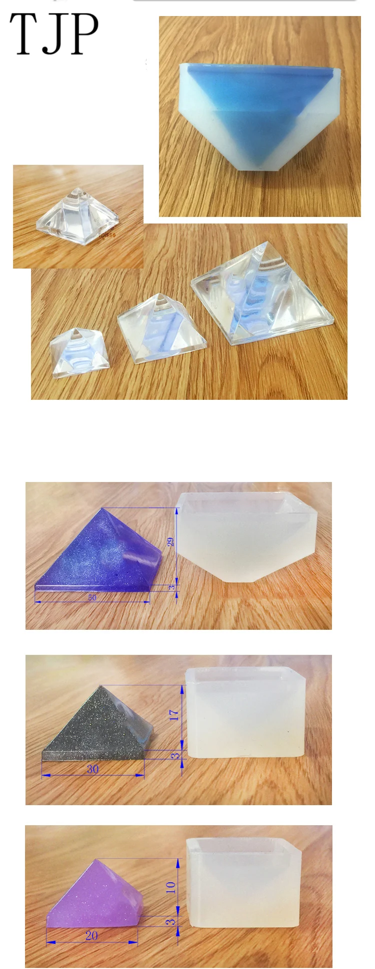 TJP 3 размера прозрачная Пирамида силиконовая форма «сделай сам» Смола декоративная Ремесленная форма для изготовления ювелирных изделий полимерные формы для ювелирных изделий