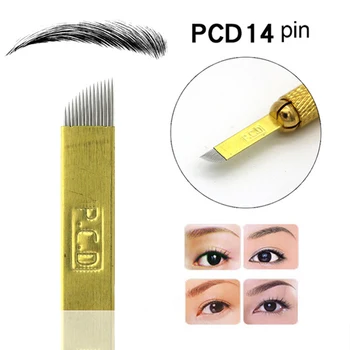 

100-pack Microblading Permanent Makeup Manual Bevel Blade 14-pin Slope Needles