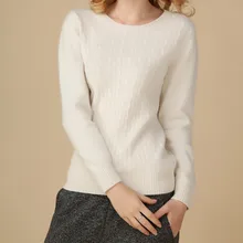 Зимний чистый кашемировый свитер женский свитер шерсть Crewneck пуловеры свитер с длинным рукавом Нижняя короткая