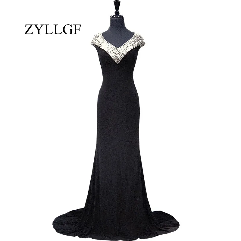 ZYLLGF Lange Moeder Jurk Mermaid V-hals Vrouwen Formele Jurken Kralen Kristallen Floor Lengte Black Wedding Partij Jassen RS37 ZYLLGF Lange Moeder Jurk Mermaid V-hals Vrouwen Formele Jurken Kralen Kristallen Floor Lengte Black Wedding Partij Jassen RS37